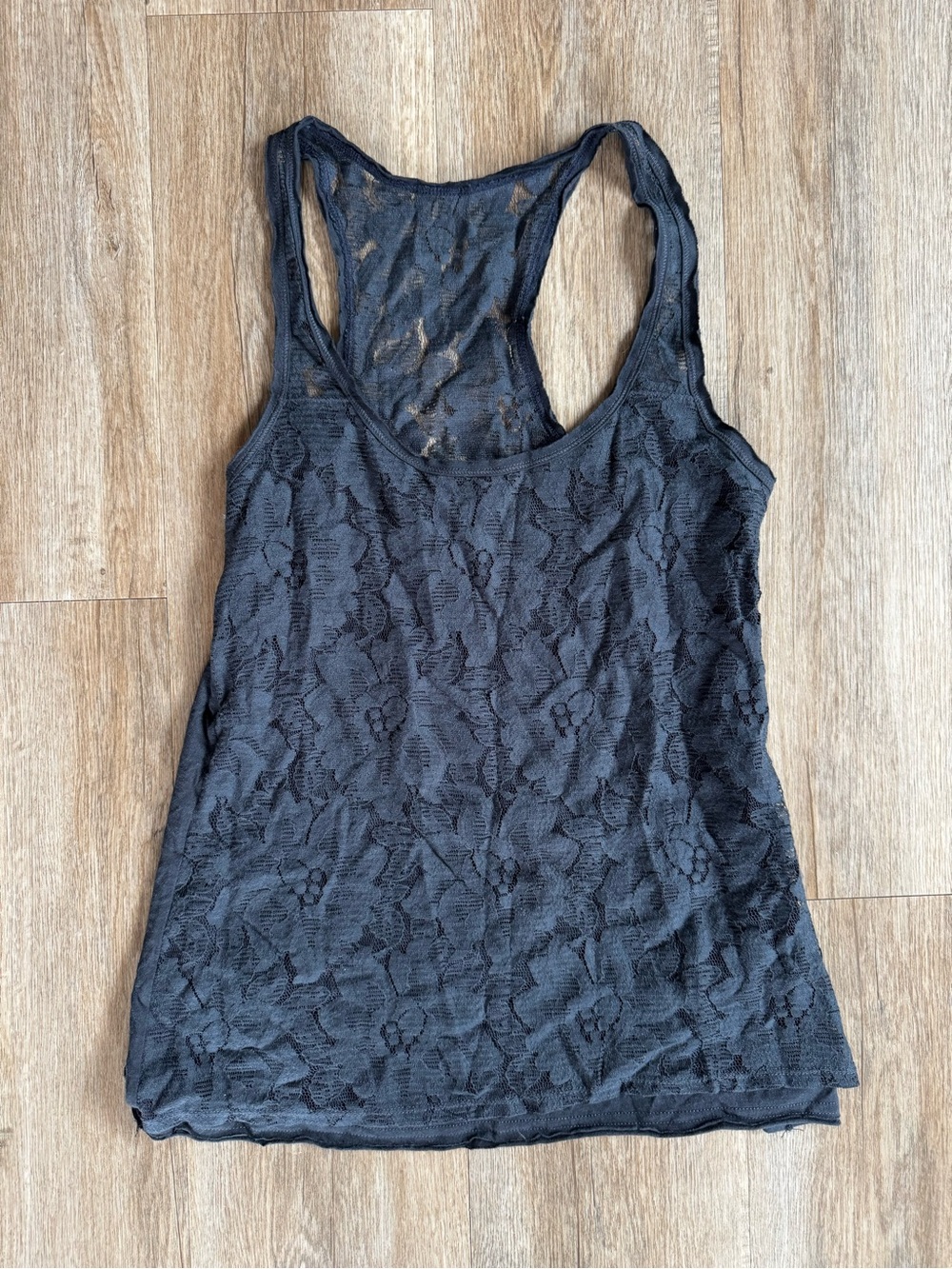 Hollister Black Floral Lace Racerback Tank